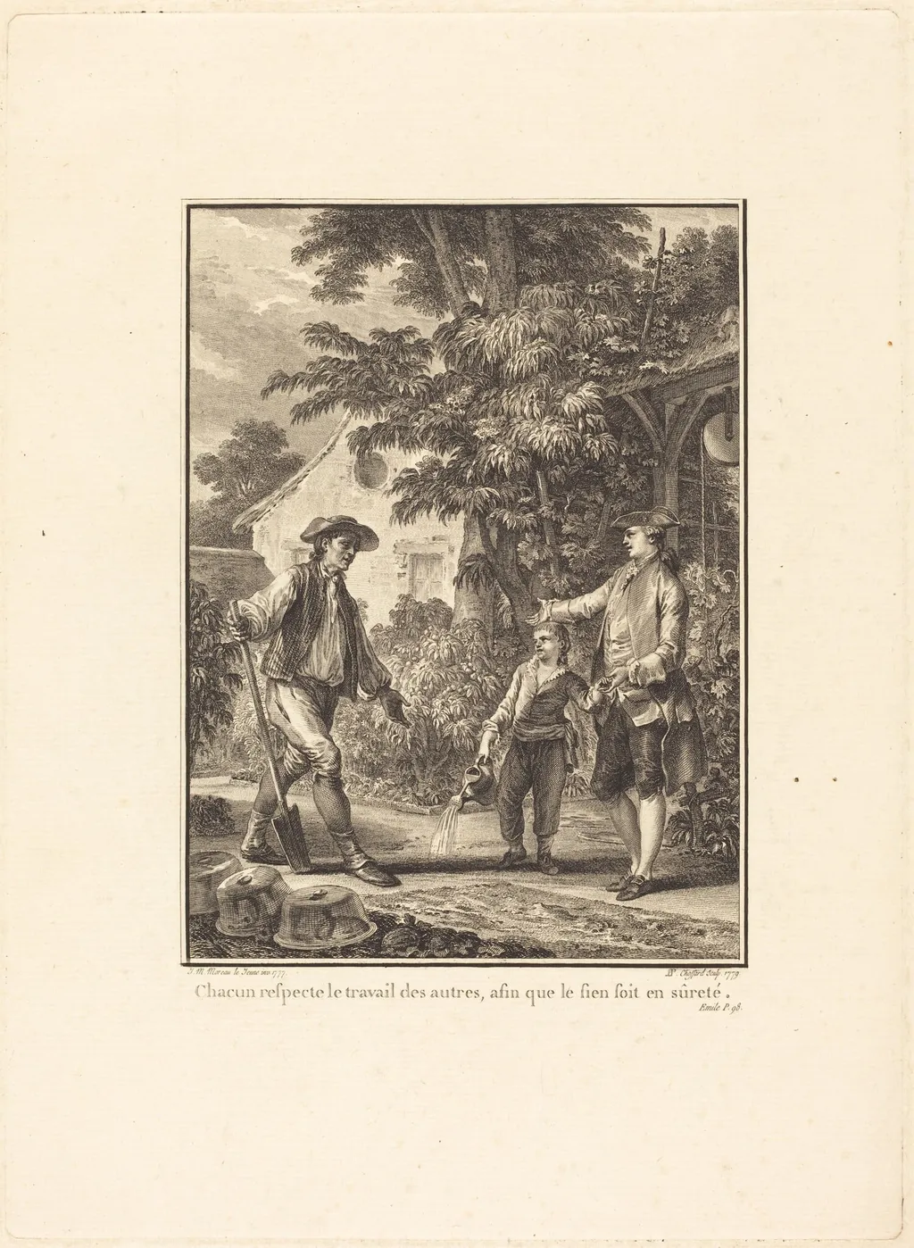 Chacun respecte le travail des autres, afin que le sien soit en sûreté, by Pierre-Philippe Choffard, ink, 1778