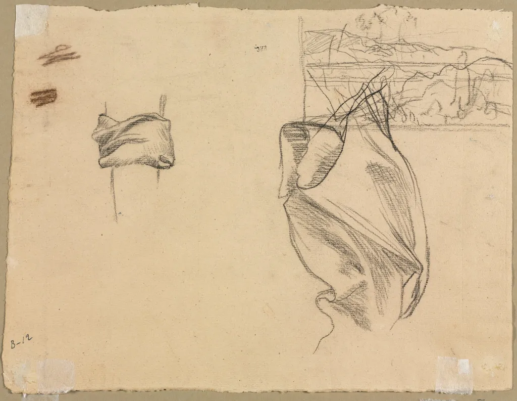 Studies of Drapery and Study of a Landscape (verso), by Pierre Puvis de Chavannes, 1804