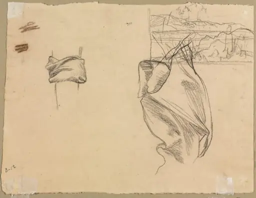 Studies of Drapery and Study of a Landscape (verso), by Pierre Puvis de Chavannes
