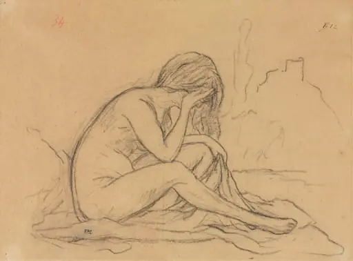 Study of a Female Nude (possibly for an unrealized allegorical painting) (recto), by Pierre Puvis de Chavannes