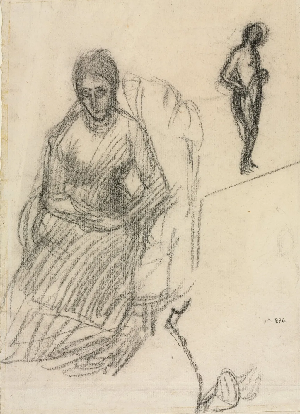 Study of Madame Marie Cantacuzène; Study of Standing Female Nude, by Pierre Puvis de Chavannes, 1883
