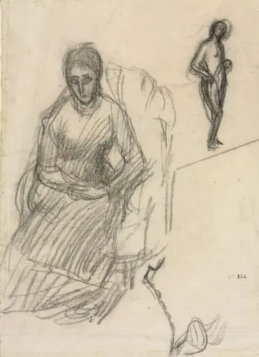 Study of Madame Marie Cantacuzène; Study of Standing Female Nude, by Pierre Puvis de Chavannes