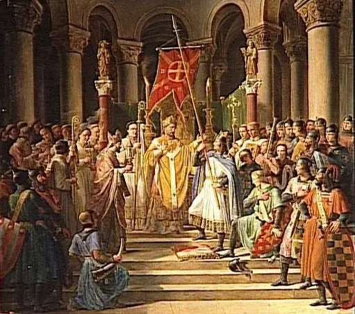 Philippe Auguste prend l'oriflamme à Saint-Denis, 24 juin 1190, by Pierre Révoil