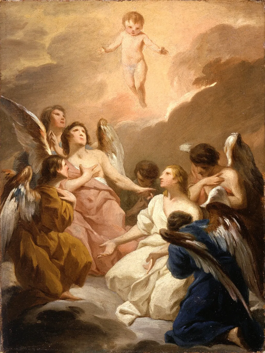 Seven Angels Adoring the Christ Child, by Pierre Subleyras, unspecified, 1735
