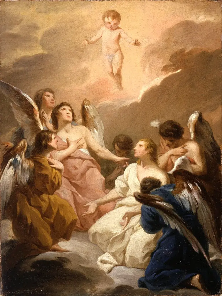 Seven Angels Adoring the Christ Child, by Pierre Subleyras