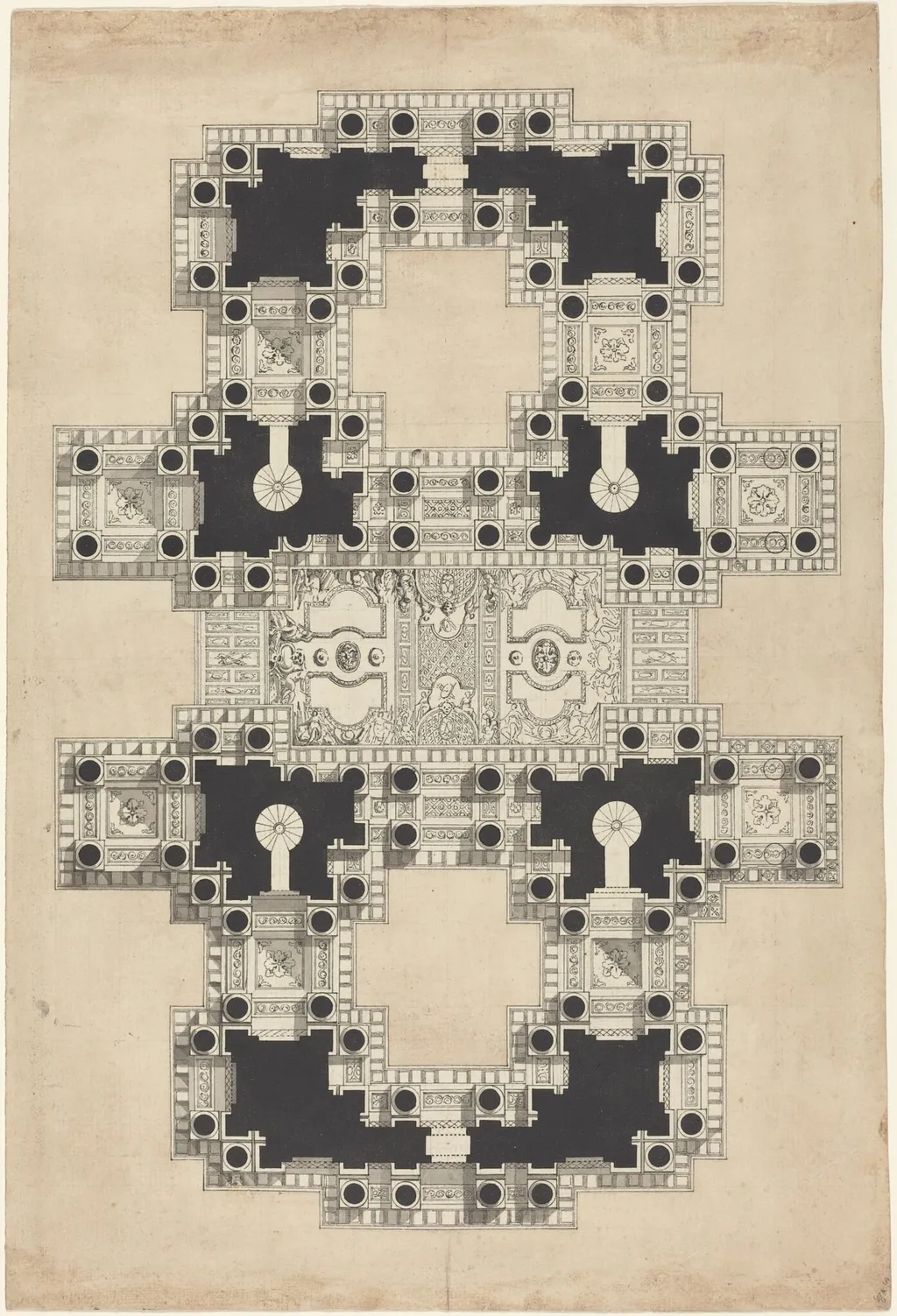 Plan for a Decorated Ceiling, by Pierre Varin, ink, 1750