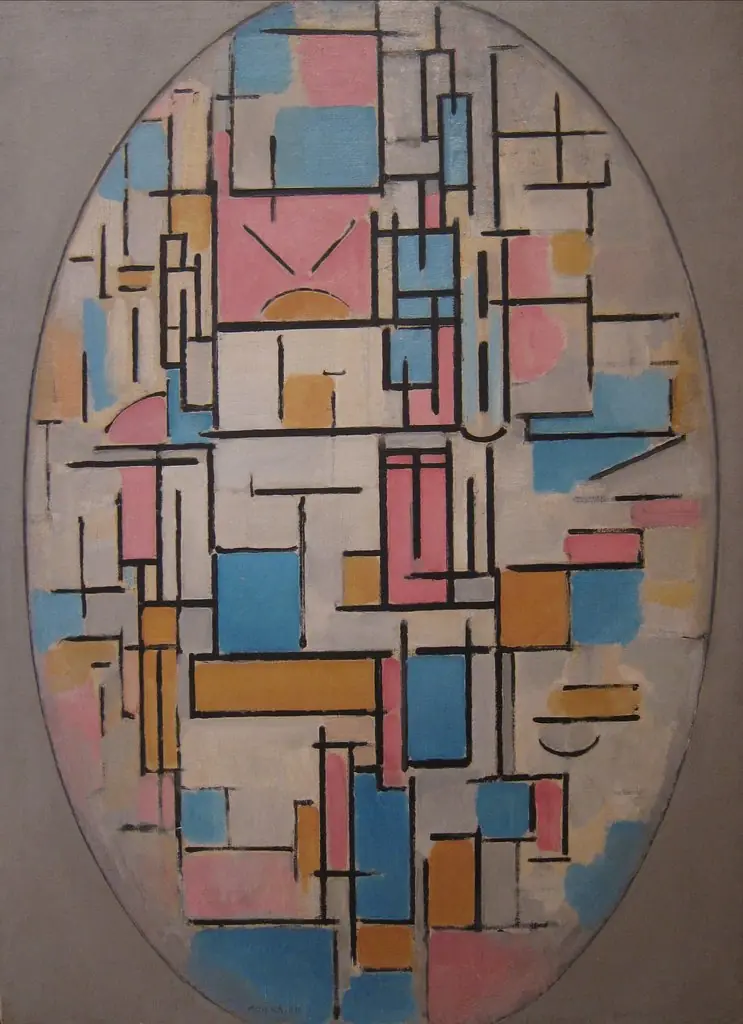 Composition in Oval with Color Planes 1, by Piet Mondrian