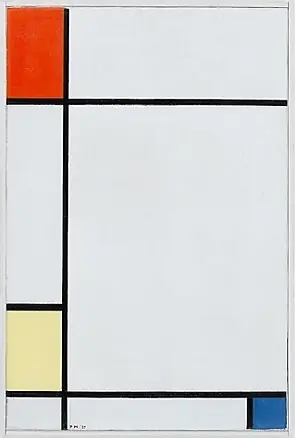 Composition no. III with red, yellow, and blue, by Piet Mondrian