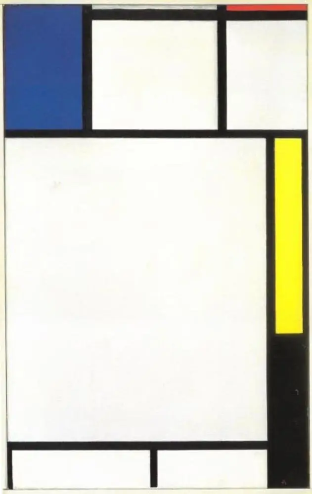 Composition with blue, red, yellow, and black, by Piet Mondrian