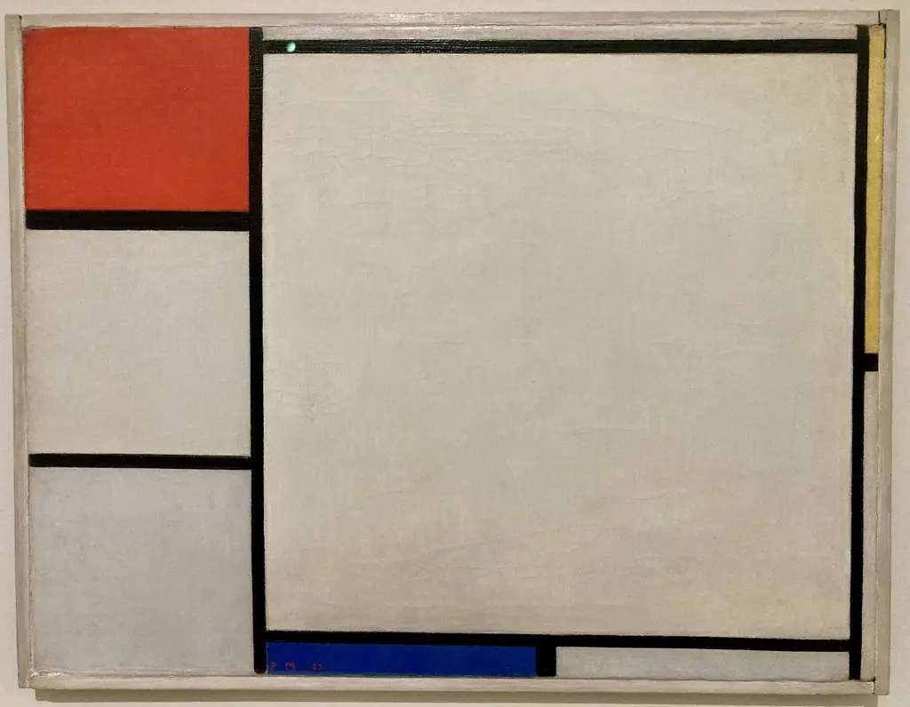 Composition with red, yellow, and blue, by Piet Mondrian