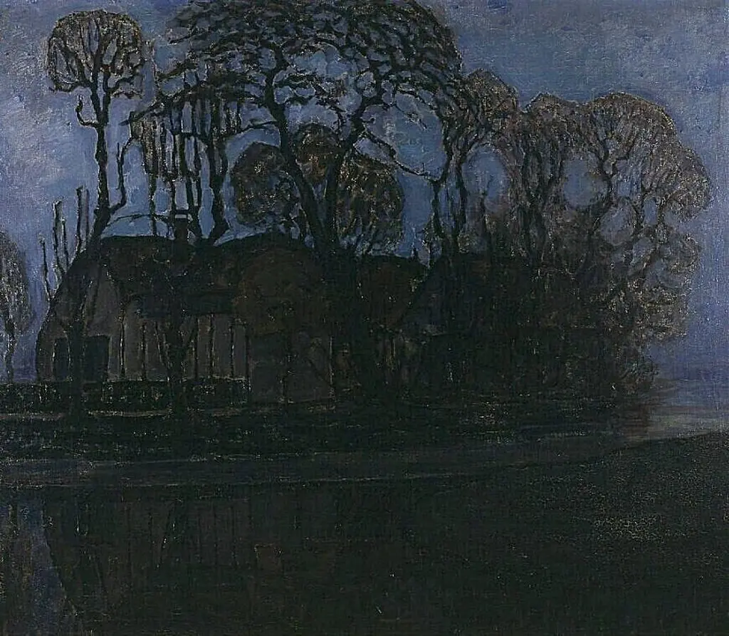 Farm in Duivendrecht at evening, by Piet Mondrian