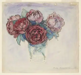 Roses in a vase, by Piet Mondrian, 1939