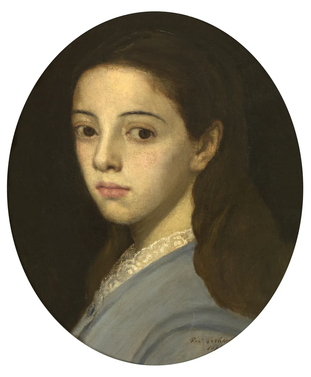 Portrait of a Girl, by Piet Verhaert, oil, 1872