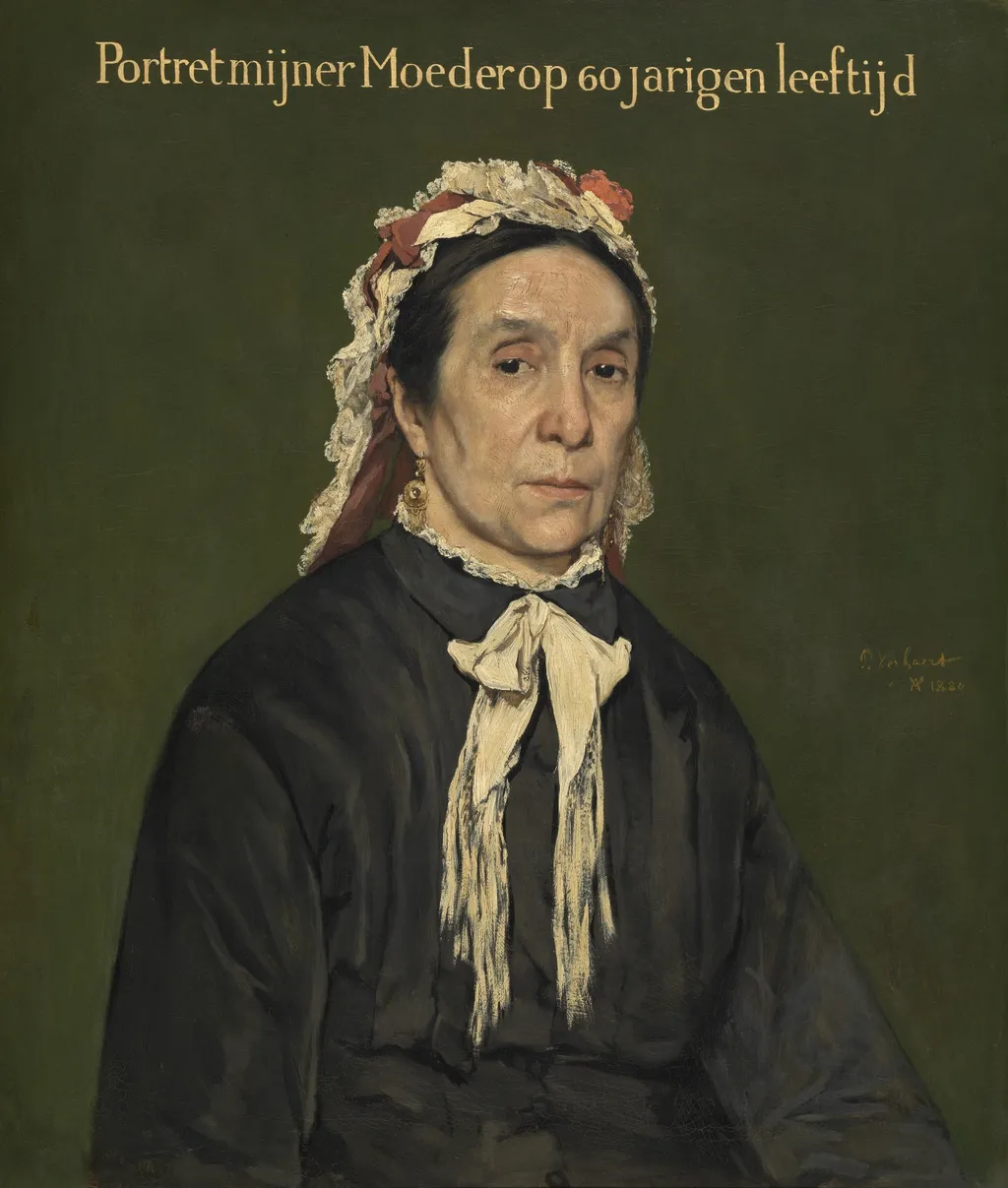 Portrait of the artist's mother at the age of 60, by Piet Verhaert, oil, 1890