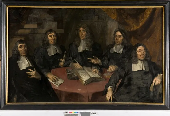 Five regents of the Tuchthuis (house of correction) in Middelburg, by Pieter Borsseler, oil