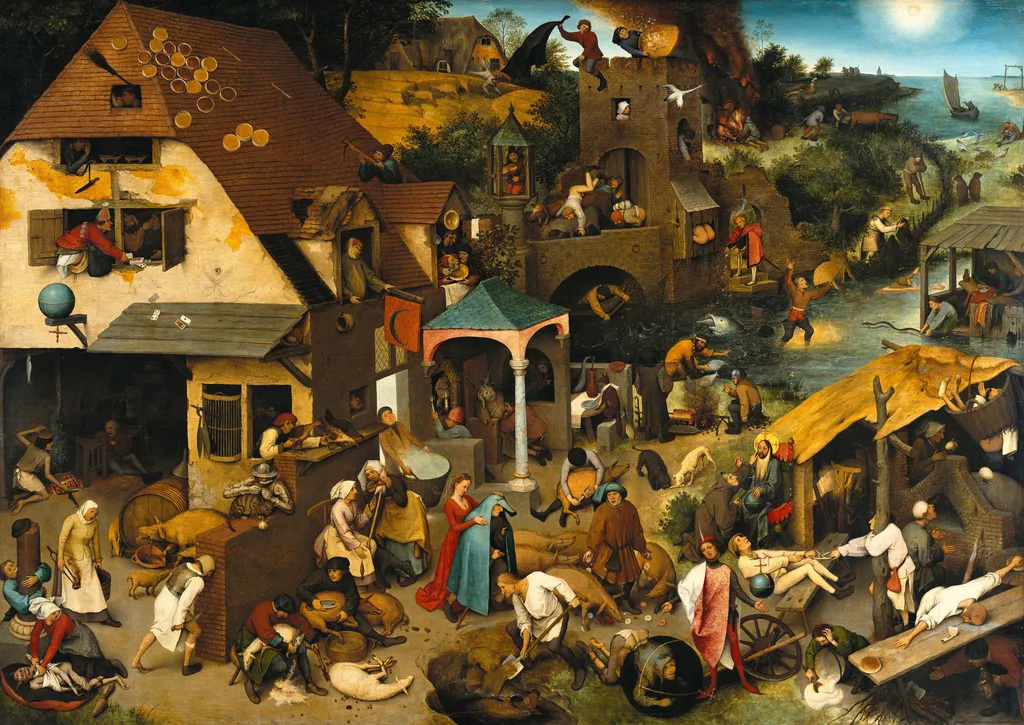 Netherlandish Proverbs, by Pieter Brueghel the Elder, oil, 1559
