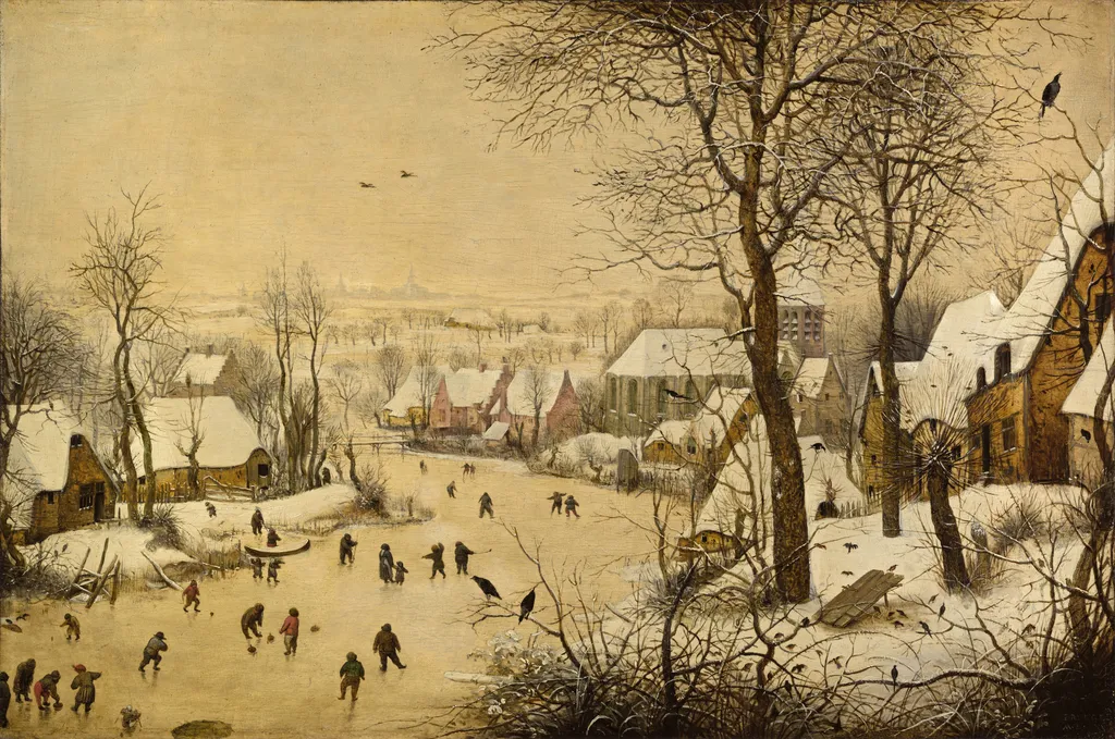 Winter Landscape with a Bird Trap, by Pieter Brueghel the Elder, oil, 1565