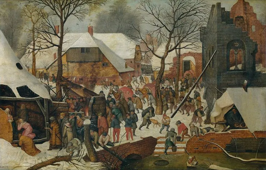 The Adoration of the Magi in the Snow, by Pieter Brueghel the Younger, oil, 1601