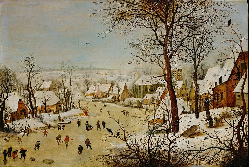 Winter Landscape with a Bird Trap, by Pieter Brueghel the Younger, oil, 1601