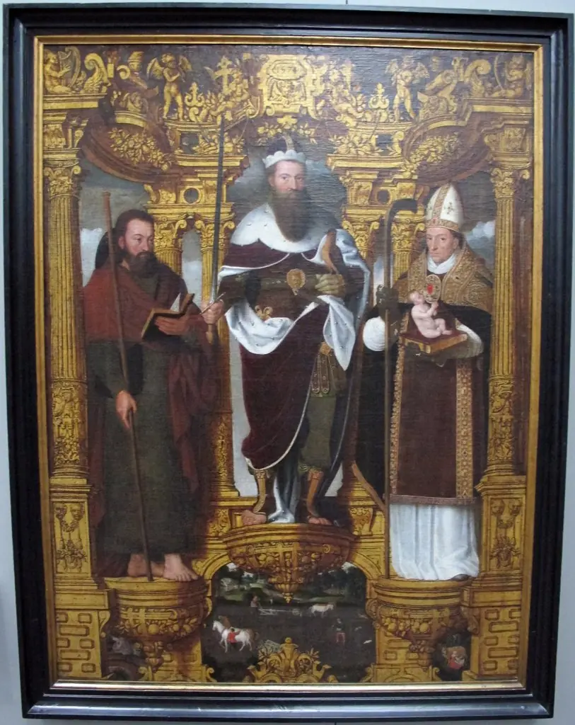 Saints Bavo, James the Great and Willibrord, by Pieter Claeissens the Elder