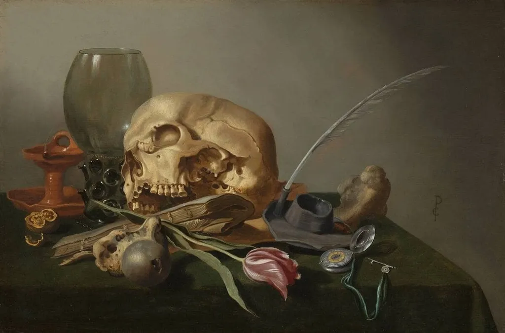 Vanitas, circa 1630, by Pieter Claesz, oil, 1636