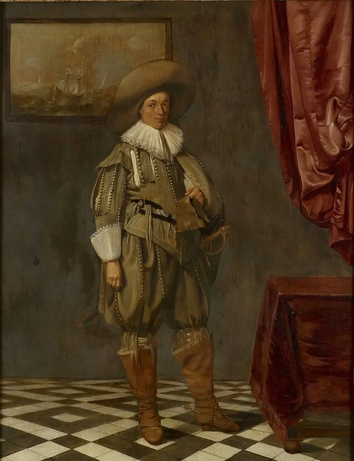 Portrait of a young Man standing, by Pieter Codde