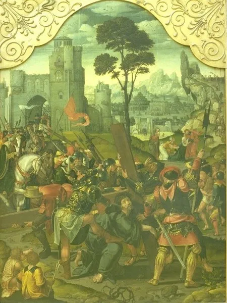 Christ bearing the cross, by Pieter Coecke van Aelst, oil, 1533