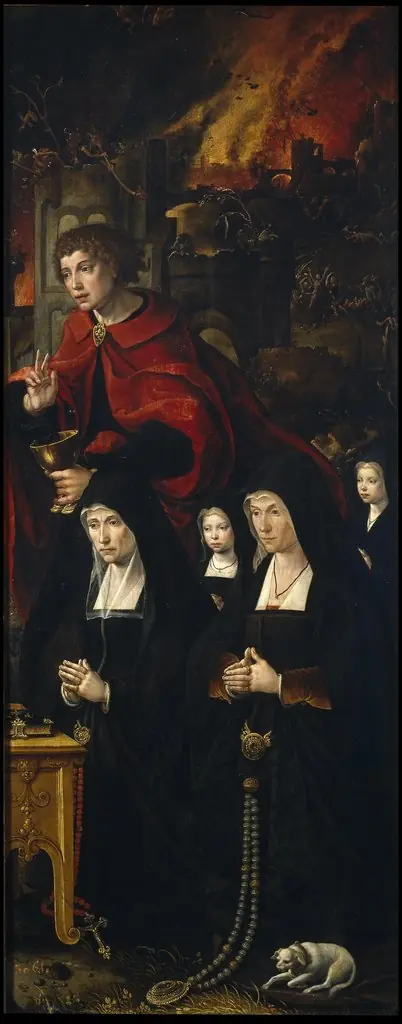 Saint John the Evangelist with Two Ladies and Two Girls (front). Saint Hadrian (reverse)
