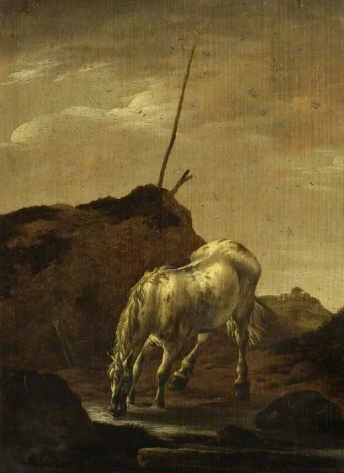 Horse Drinking, by Pieter Cornelisz Verbeeck, oil, 1637