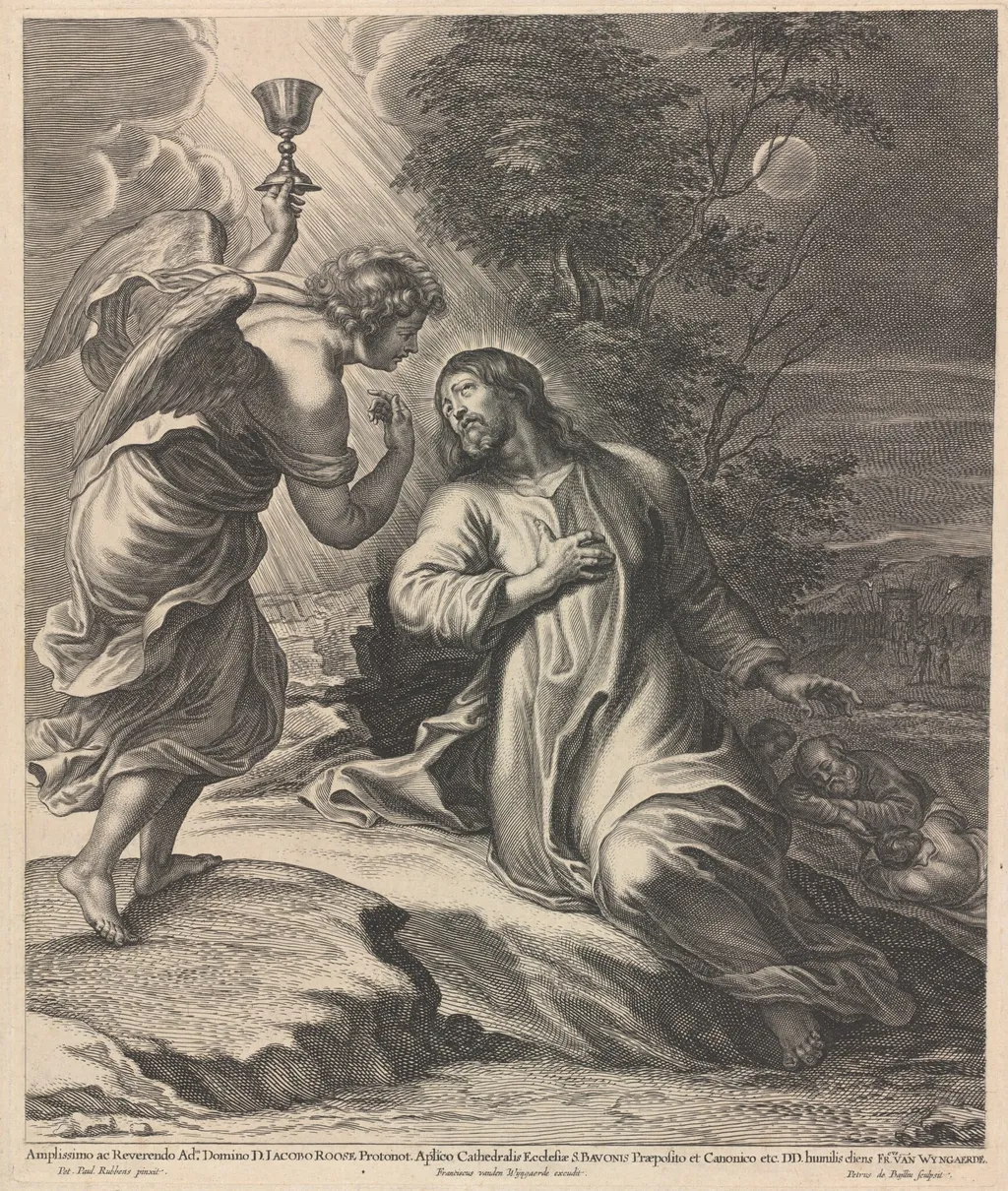 Christ on the Mount of Olives, by Pieter de Bailliu, ink, 1636