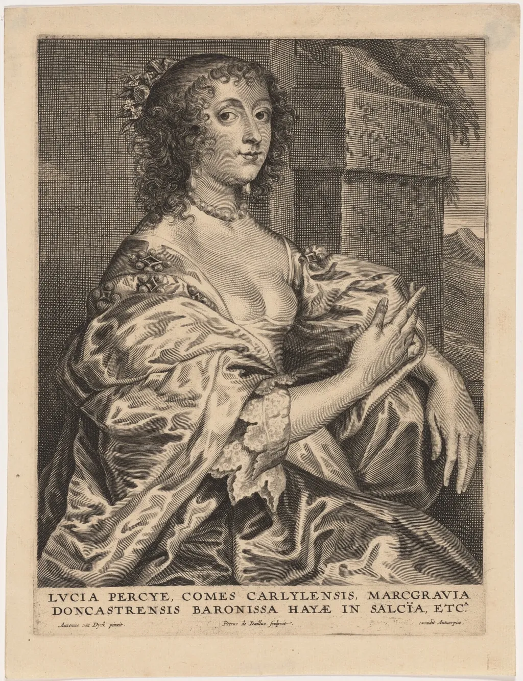 Lucy Percy, Second Wife of James Hay, First Earl of Carlisle, by Pieter de Bailliu, ink, 1636