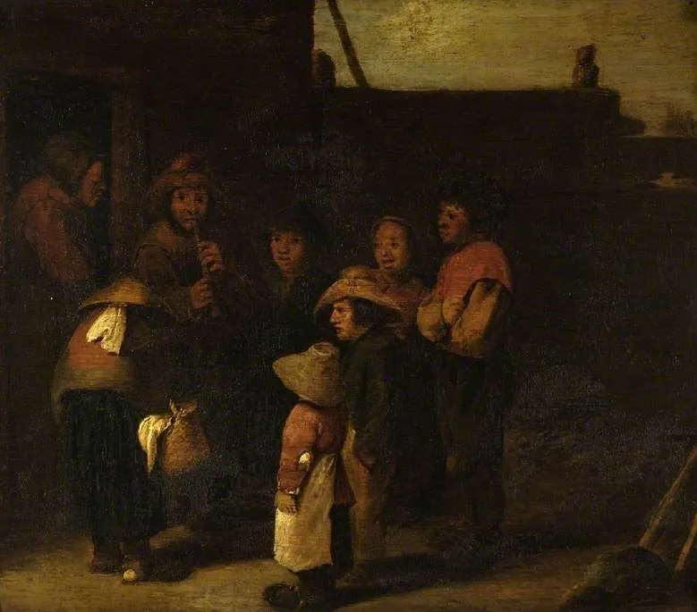 Village scene with figures, by Pieter de Bloot, oil, 1639