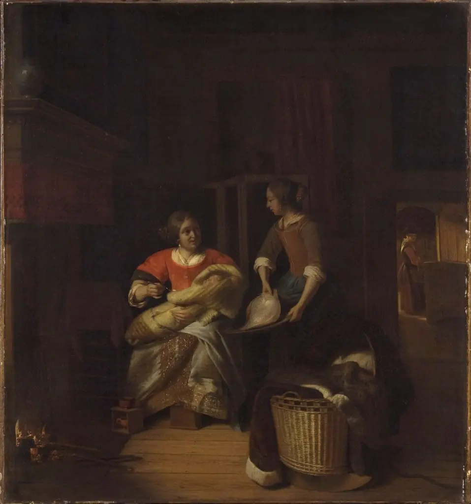A Lady and a Child with a Serving Maid, by Pieter de Hooch