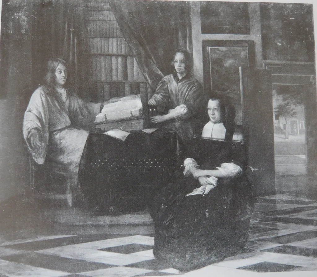 A Man with a Book and Two Women, by Pieter de Hooch, oil