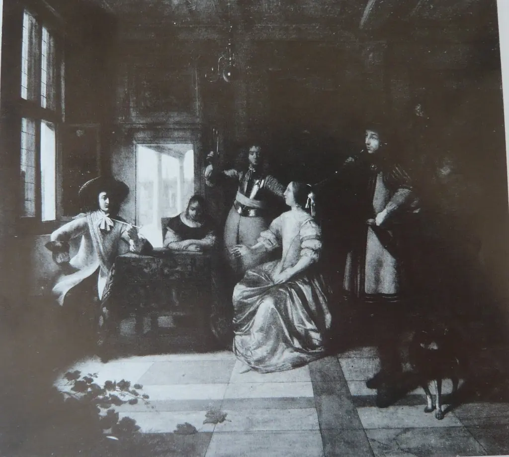 A Merry Company with a Trumpeter, by Pieter de Hooch