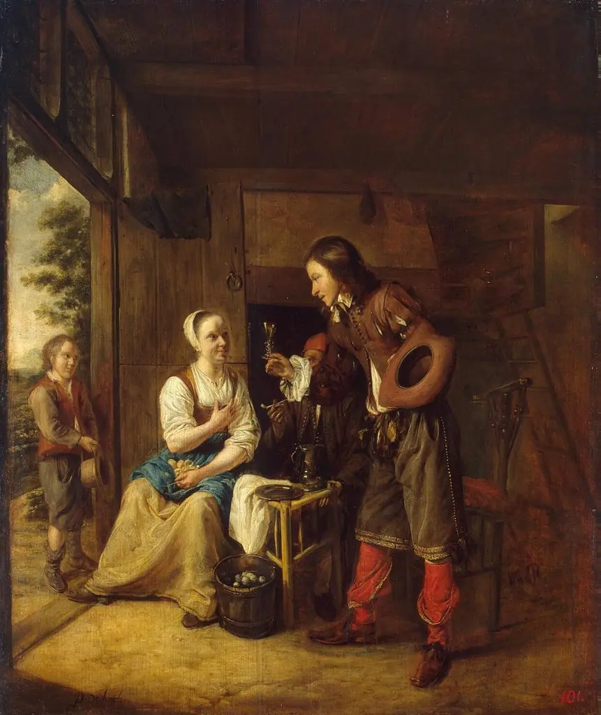 Soldier Offering a Woman a Glass of Wine, by Pieter de Hooch