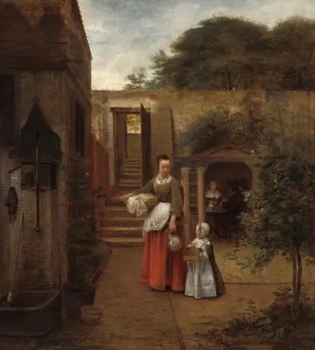 Woman and Child in a Courtyard, by Pieter de Hooch
