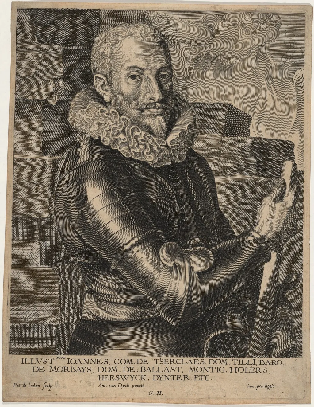 Johann Tzerklas, Count of Tilly, by Pieter de Jode I, ink, 1641