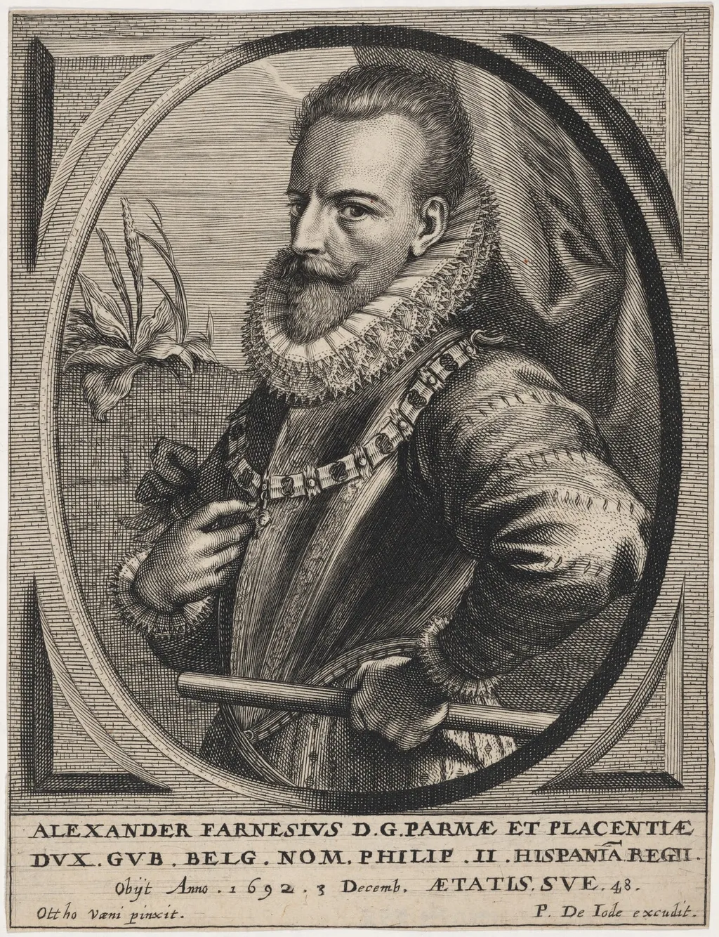 Alexander Farnese, Duke of Parma, by Pieter de Jode II, ink, 1641