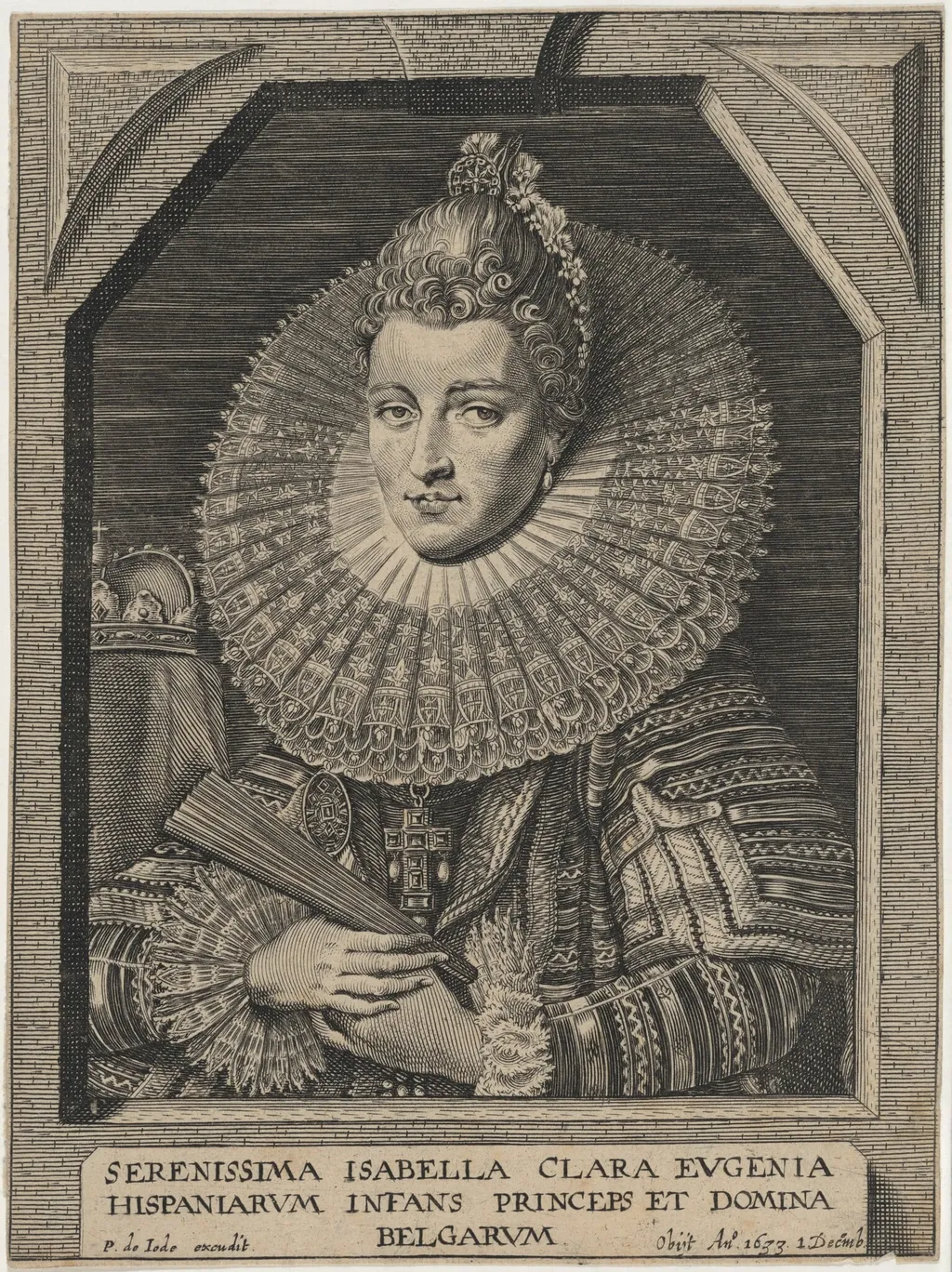 Isabella Clara Eugenia, by Pieter de Jode II, ink, 1641