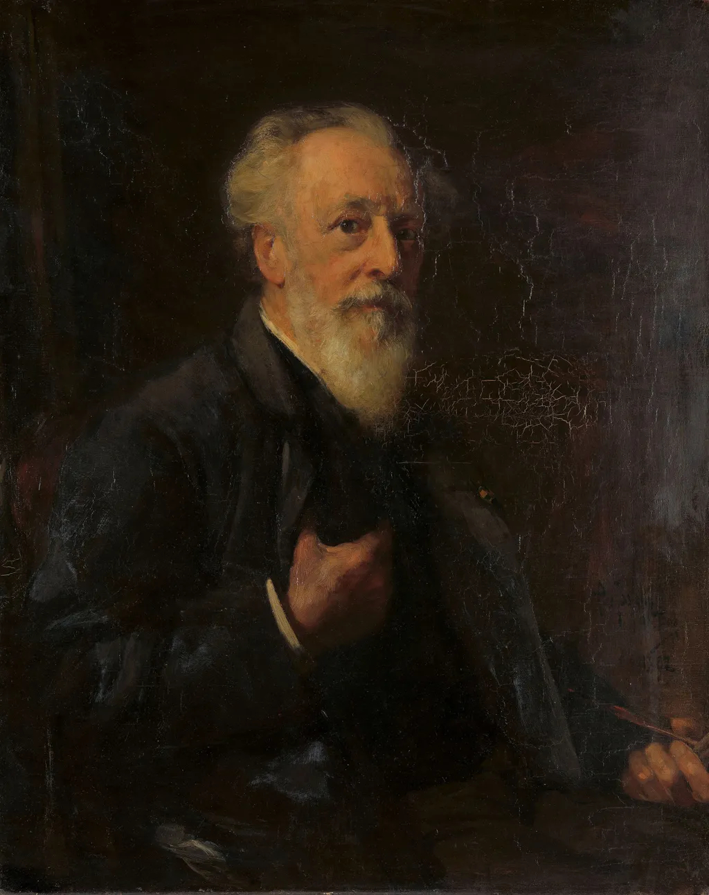 Portret van J.A.B. Stroebel (1821-1905), kunstschilder, by Pieter de Josselin de Jong, oil, 1896