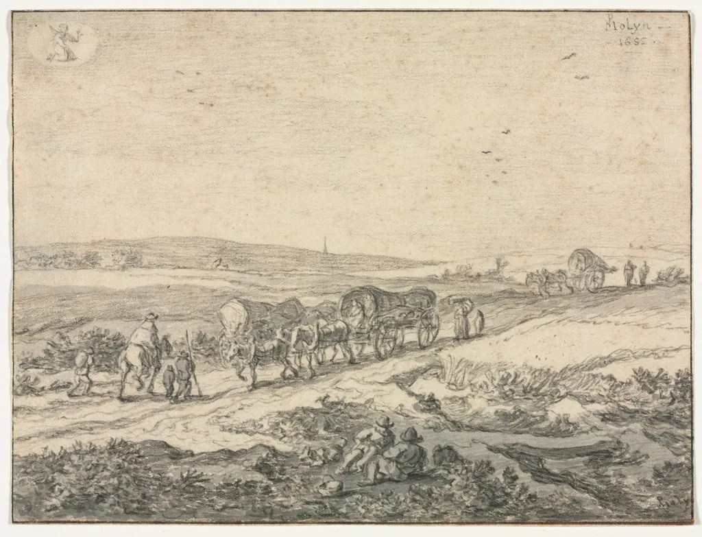 August: Landscape with Wagons, by Pieter de Molijn, 1655