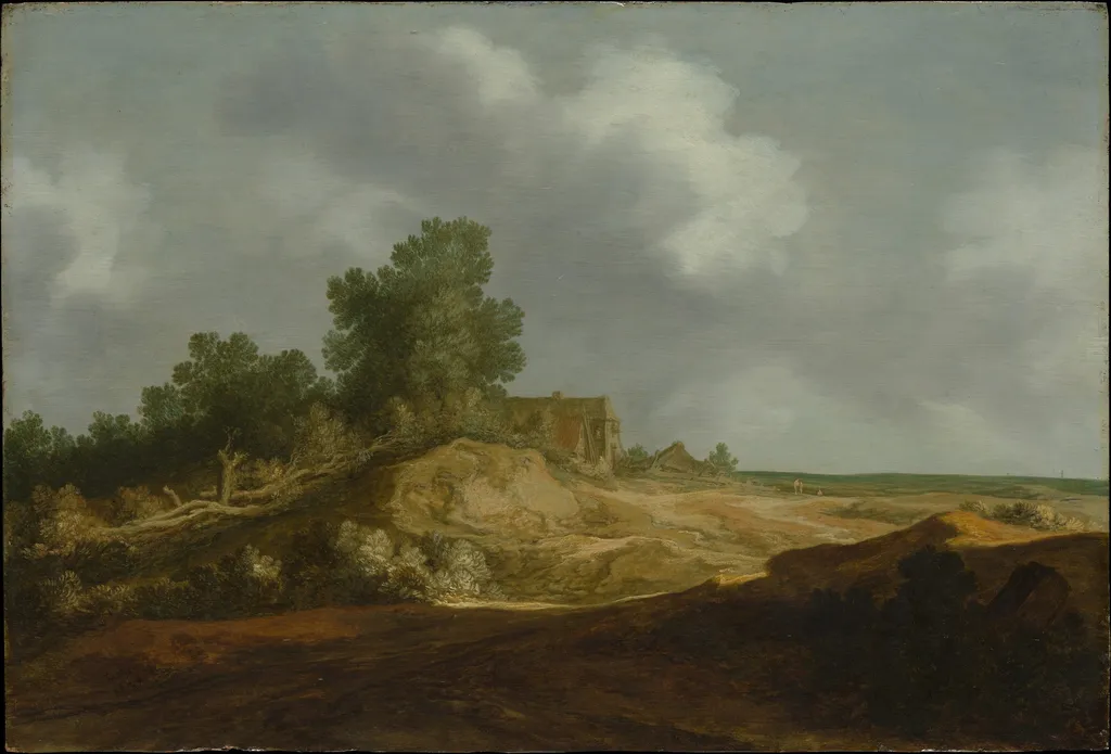 Landscape with a Cottage, by Pieter de Molijn, oil, 1629