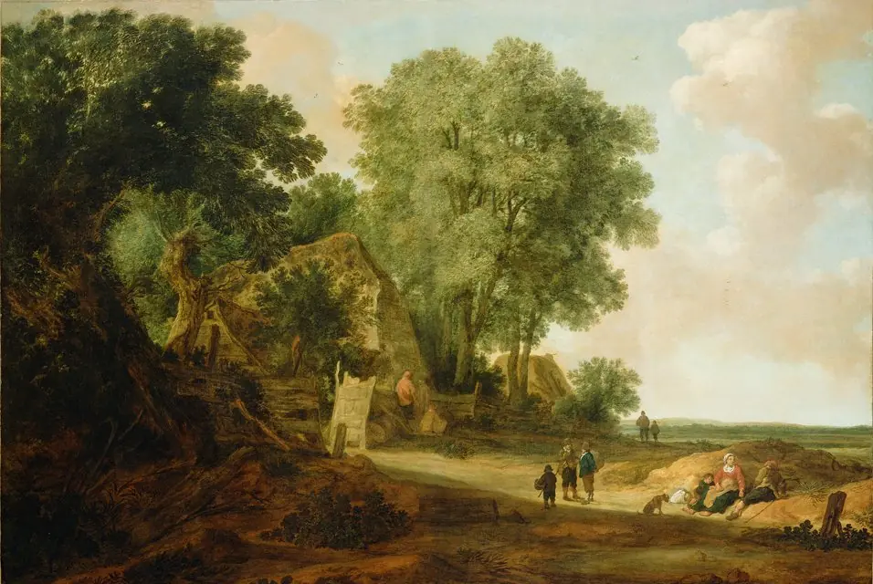 Landscape with Cottage and Figures, by Pieter de Molijn