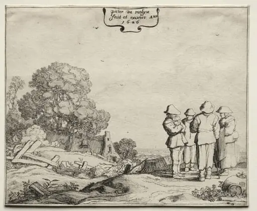 Landscape with Four Peasants Conversing, by Pieter de Molijn