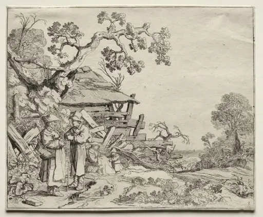 Landscape with Two Peasants Conversing, by Pieter de Molijn