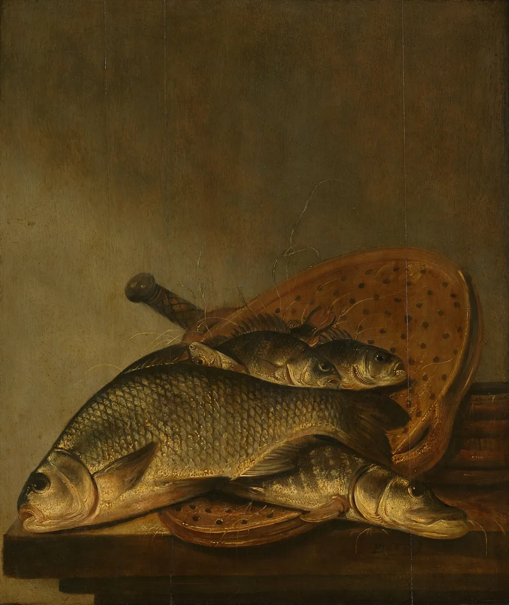 Still Life with Fish, by Pieter de Putter, unspecified, 1639