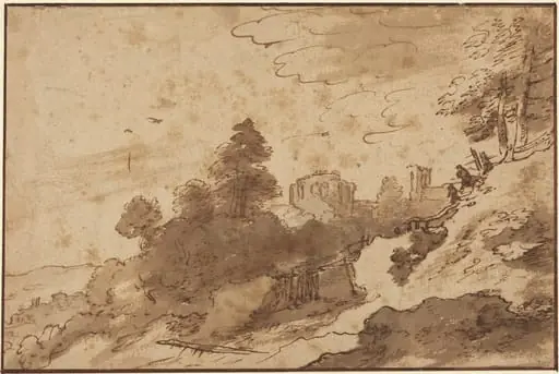Landscape with Bridge and Ruins in Background, by Pieter Dircksz Santvoort