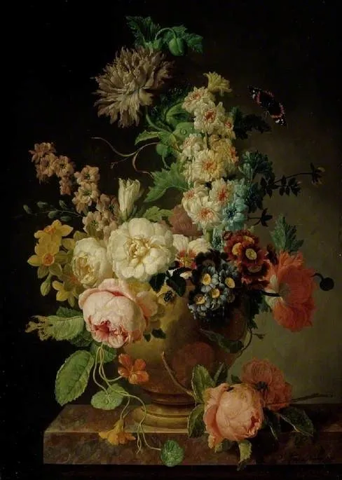 A vase of flowers, by Pieter Faes, oil, 1796