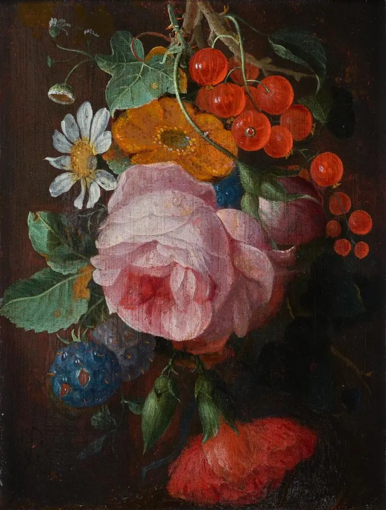 Blumengirlande mit Johannis- und Brombeeren, by Pieter Gallis